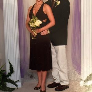 BCBG MaxAzria Brown Criss Cross Low Back Dress